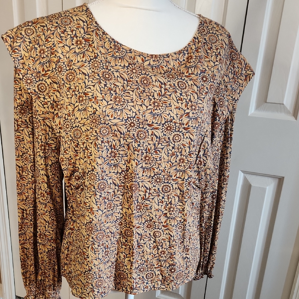 a.n.a Gold Ruffled Blouse